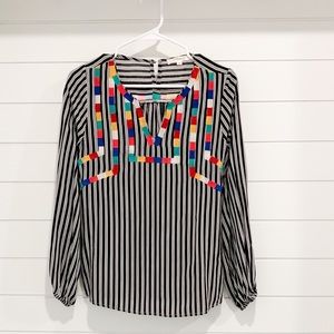 Striped Embroidered Blouse